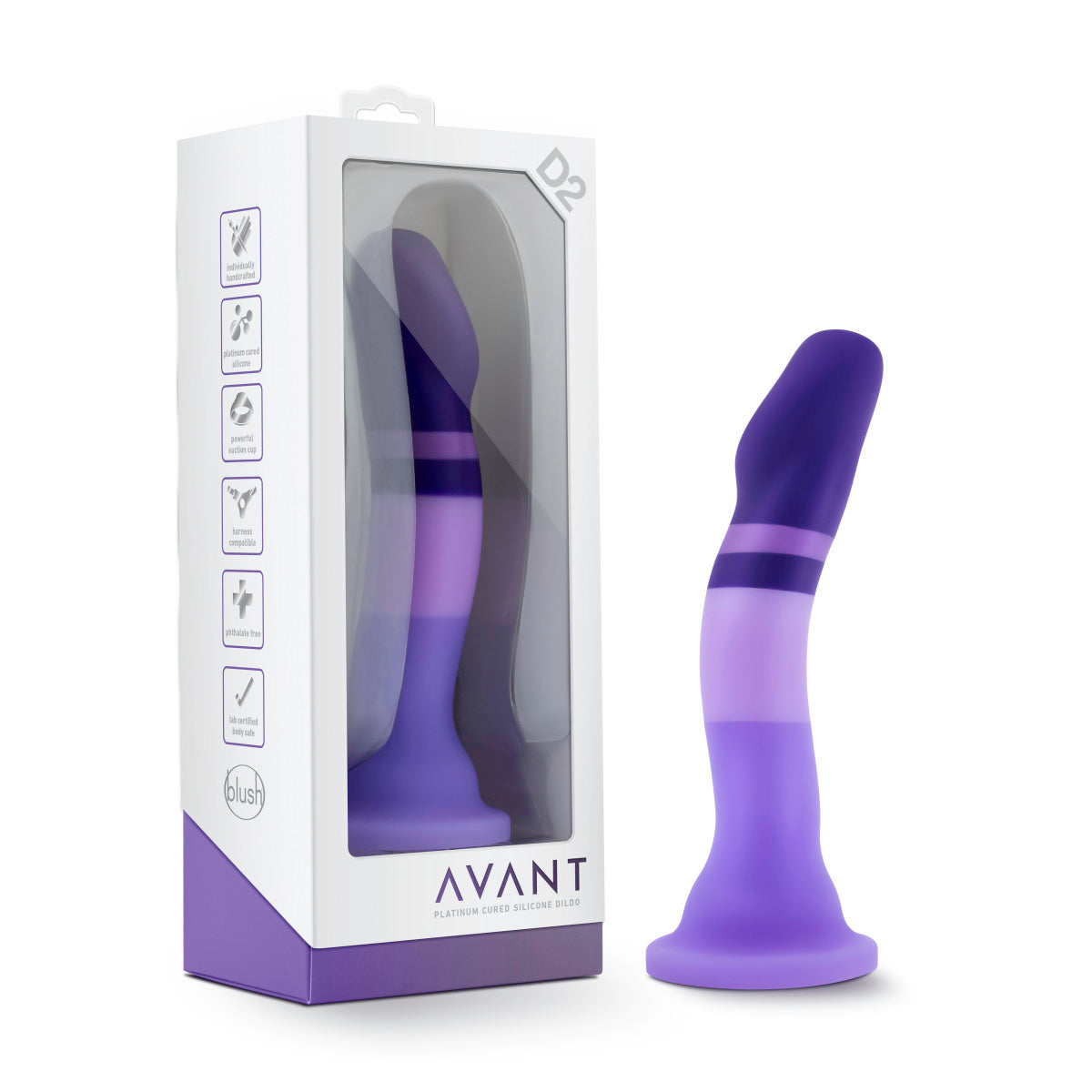 Blush Avant D2 Artisan 7-Inch Curved G-Spot Dildo with Suction Cup Base