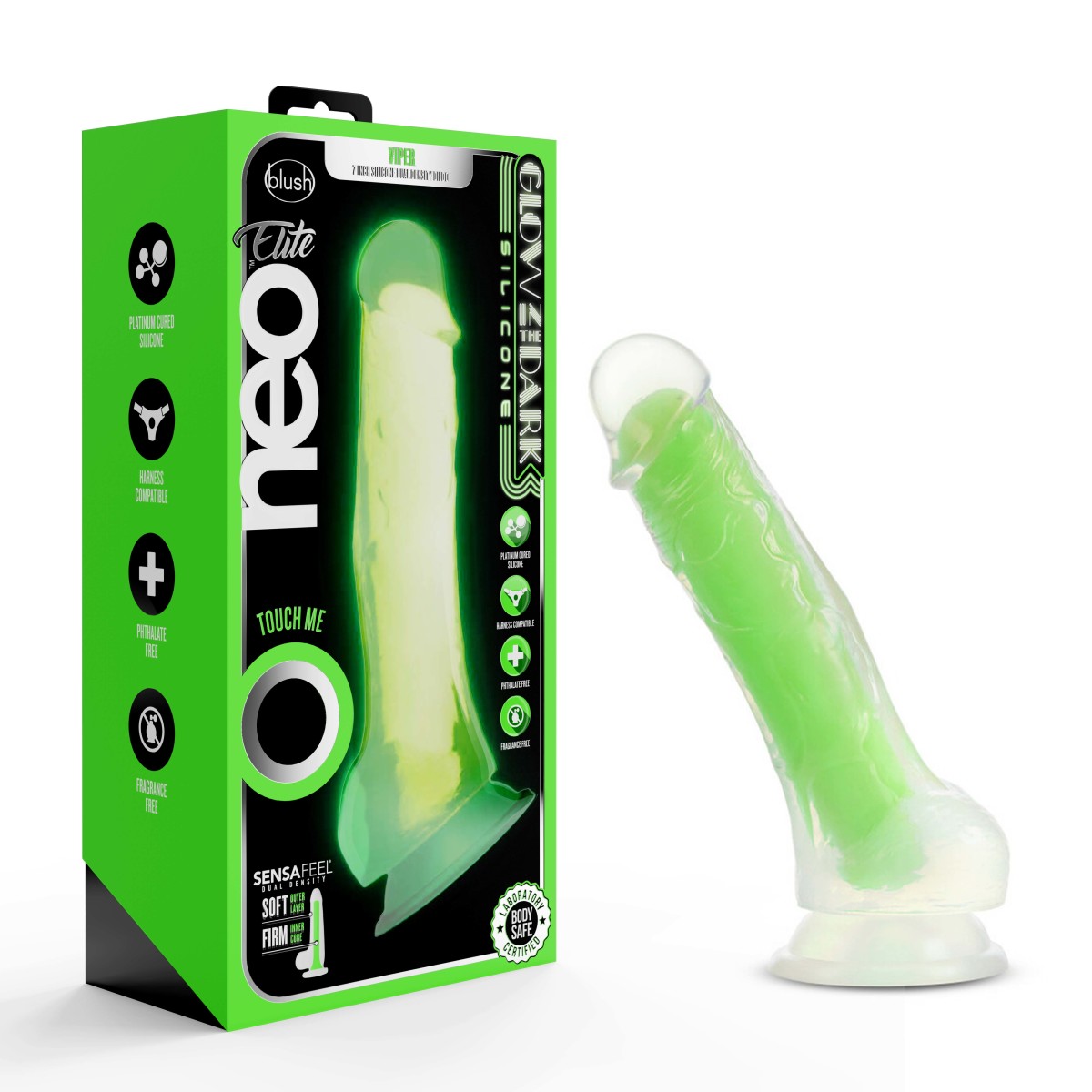 Blush Neo Elite Glow In The Dark 7.5-Inch Green Dildo