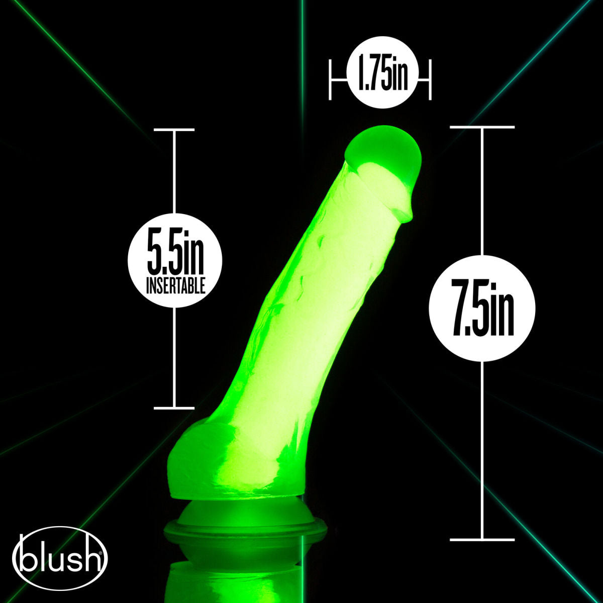 Blush Neo Elite Glow In The Dark 7.5-Inch Green Dildo