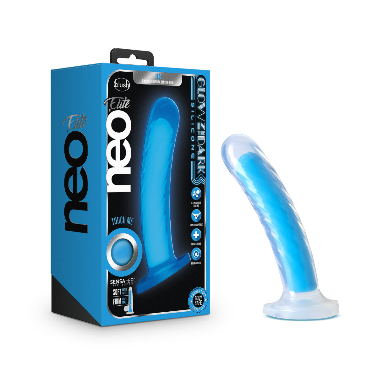 Blush Neo Elite Glow In The Dark 7-Inch Blue Dildo