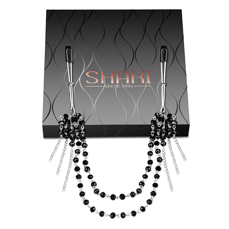 Shaki Black Beaded Chain Nipple Clamps